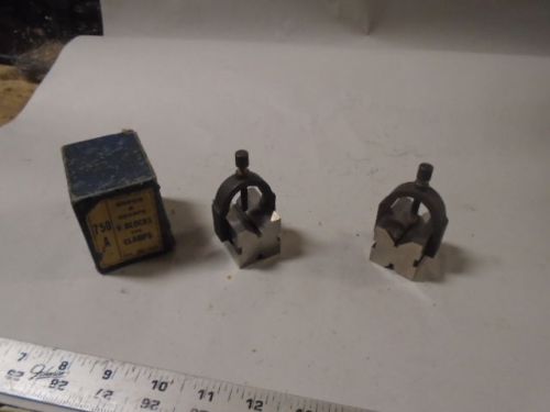 MACHINIST  TOOLS LATHE MILL Machinist 2 Brown &amp; Sharpe V Block s &amp; Clamps in Box