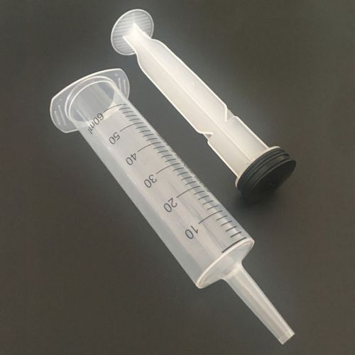1pc Sterile 60ML Plastic Medical Syringe New Lab Hydroponics Nutrient Measuring