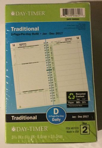Brand New 2017 Day-Timer Traditional 2-Page Daily Planner Refill! Free Ship