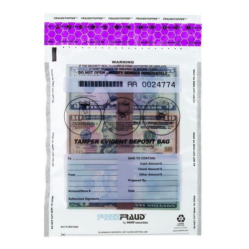 MMF Industries FREEZFraud Deposit Bags, 9 x 12 Inches, 100 bags per Pack, Clear