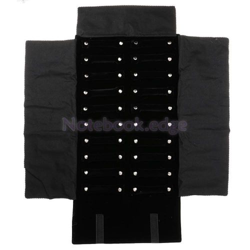 Black Velvet Jewelry Ring Roll Case Storage Bag 20 Snap Close Ring Bars