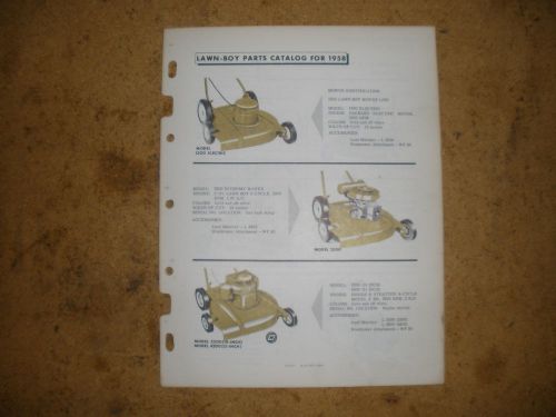 Vintage Lawn Boy 1958 Parts Catalog Gas Engine Mower Identification Manual Book