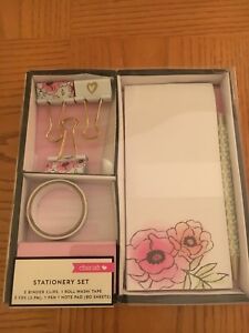 Stationery Set Pen Notepad Binder Clips Washi by Cherish