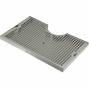 Kegco SECO-1610D 16&#034; x 10&#034; Surface Mount Drip Tray - 3&#034; Column Cut-Out - SS w...