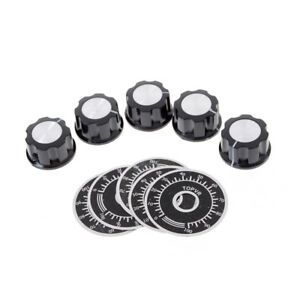 5set Black Rotary Potentiometer Knobs Caps with 5Pcs Counting Dial 0-100 Sc OQ