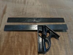 Vintage Starrett 6 inch Combination Square  with 2 scales