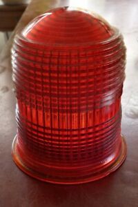 Vintage Orange/Red Domed Rib Glass Lens for Emergency Lamp Beacon Signal LS 387