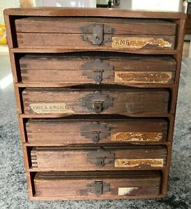 Vintage Wood KINGSLEY MACHINE CO CABINET plus 6 DRAWERS* no type