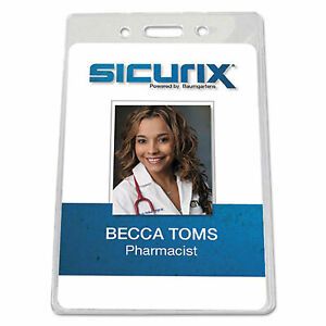 Sicurix Sicurix Badge Holder, Vertical, 2.75 X 4.13, Clear, 12/Pack 67820