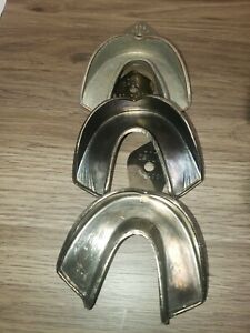 Lot of 3 Metal Rim-Lock Impression Tray L11, Full Lower Dentsply Caulk
