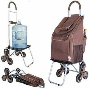 dbest products Stair Climber Bigger Trolley Doll Brown Shopping Grocery Folda...