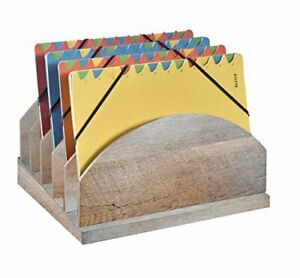 Bindertek Stacking Wood Desk Organizers Step Up File Driftwood WSU-DR