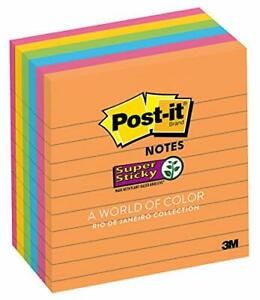 Post-it Super Sticky Notes 4 in x 4 in 6 Pads 2x the Sticking Power Rio de Ja...
