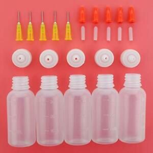 5pc Needle Tip Bottles Liquid Flux Dispenser Oil Solvent Applicator 30ML Plastic