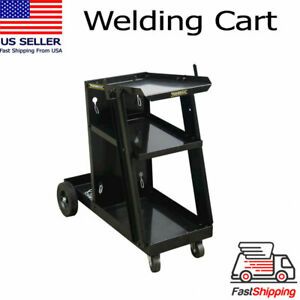 28&#034; Heavy Duty Rugged Steel Shop Welding Cart 3 Shelf Stand Mobile Table Storage