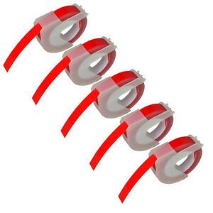 5PK Red 3D Embossing Tapes for Dymo Organizer Xpress Label Maker 520102 9mm