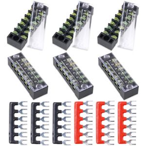 600V 15A 12 Position Double Row Screw Terminal Strip 400V 12 Postions Red/Black