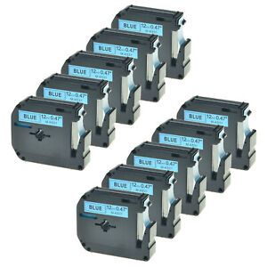 10PK Black on Blue Labelling Tape Cassette For Brother M-K531 M531 P-touch 12mm