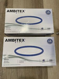 Ambitex N400 Series Powder-Free Nitrile Exam Gloves-(2)Boxes-100 -Each Box~Blue