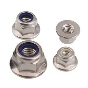 M3-M12 Nyloc Nuts Insert Nylon Hex Flange Lock Nuts 304/316 Stainless Steel