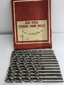 (12-PACK) 1/4&#034; JOBBER’S LENGTH USA  High Speed STRAIGHT SHANK DRILLS .