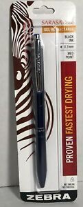 Retractable Gel Pen, Blue Barrel .7mm, Blk Ink Zebra Sarasa Grand  Fast Drying