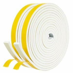 fowong White Door Weather Stripping- 2 Rolls 1/2 Inch Wide X 1/4 Inch Thick AC