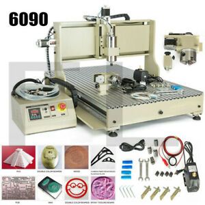 USB 4Axis 2.2KW CNC 6090 Engraving Machine 4 Rotating Axis Milling Ball Screw DE