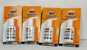 BIC Cover-it White Out Correction Fluid liquid paper 0.7oz Pack of 4 New