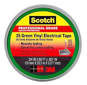 10851-DL-10 Electrical Tape, Green Vinyl, Professional Grade, 3/4-In. x 66-Ft. -