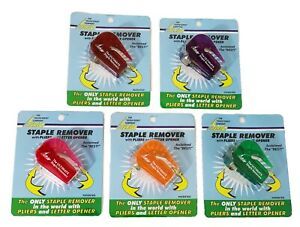 LOT OF 2 Ultimate Erkie Staple Remover Letter Opener Red Blue Green Orange Pink