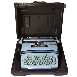 Baby Blue Smith Corona Coronet Super 12 Typewriter With Original Case No Power