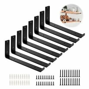 Seven Sparta Shelf Brackets 12 Inch 8 Pack Heavy Duty Black Wall L Shape Brac...