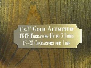 1&#034;x7&#034; GOLD ALUMINUM NAME PLATE, engraves silver