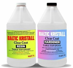 BALTIC Kristall Clear Epoxy Resin for Wood Bar Table Top 2 Gallon Kit UV Protect