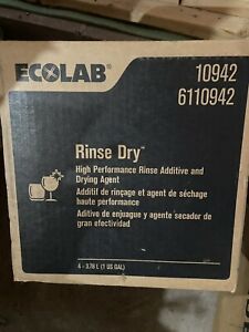 4 Gallons, Ecolab 10942 RINSE DRY - Comm.Grade Rinse Additive Drying  6110942