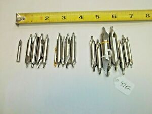 Center Drill Lot, (17) Pc (7) 60 Deg.,(5) 82 Deg. &amp; (5) 90 Deg Machinists Tools