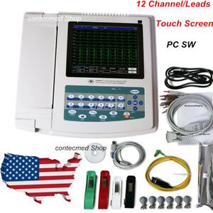 Touch Screen Digital 12 Channel/lead EKG+PC Sync Software ECG Machine CONTEC US