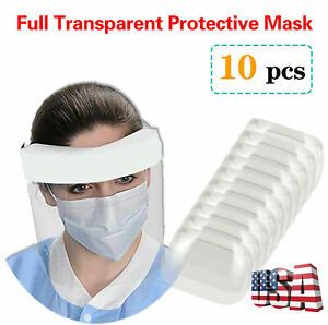 10 PCS Safety Full Face Shield Reusable Washable Face Clear Protection Cover US