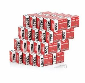 ACCO Paper Clips  Jumbo  Smooth  100 Clips Box  20 Boxes  72580