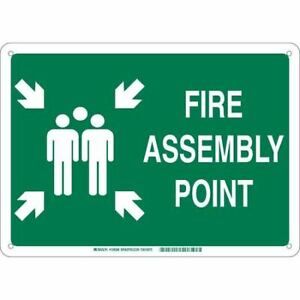 BRADY 139594 Fire Emergency Sign,Aluminum,24&#034;W