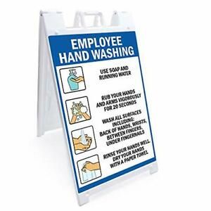 OSHA Notice Sign - Employee Hand Washing | Sidewalk Sign with Graphics On Eac...