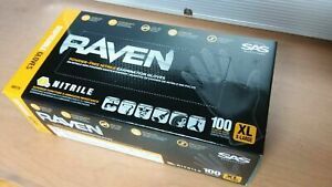 RAVEN NITRILE GLOVES 6MIL BLACK 100  heavy duty mechanic XL TEXTURED - 9 Boxes