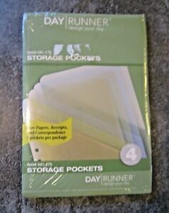 DAY RUNNER STORAGE POCKETS ~ 4 POCKETS ~  5.5&#034; x 8.5&#034; #041-175 - NEW NIP