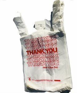 Small T-Shirt Thank You Grocery Shopping Bags 8&#034; x 4&#034; x 16&#034; 1000/CS White