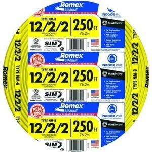 12/2/2 Type NM-B W/GR 250&#039; FT ROMEX INDOOR ELECTRICAL WIRE