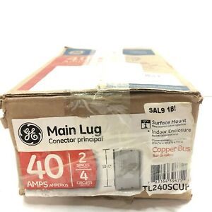 GE Main Lug Conector Principal 40Amps 2Spaces 4Circuits Surface Mount Copper