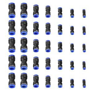 Akozon 35Pcs Straight Push Connectors 4/6/8/10/12/14/16mm Air Push Quick Release