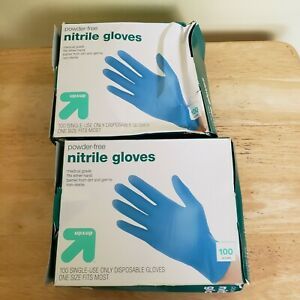 2 Boxes of 100 Count Powder Free Nitrile Gloves Disposable Single Use One Size