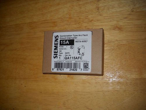 BRAND NEW IN THE BOX SIEMENS QA115AFC COMBINATION TYPE ARC FAULT 15AMP BREAKER